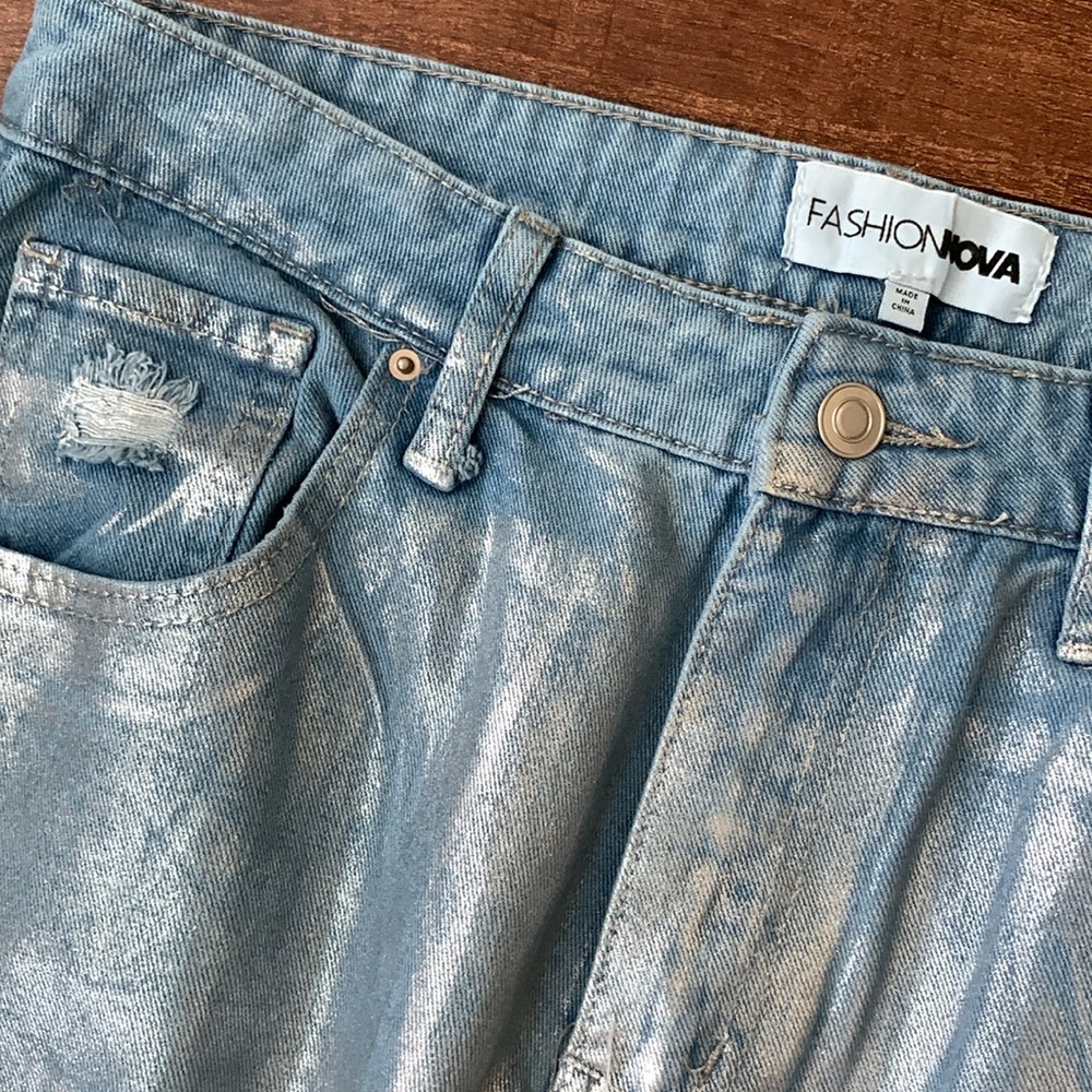FN 'Freja Foil Ripped Baggy Jeans and matching vest' - Picture 9 of 12